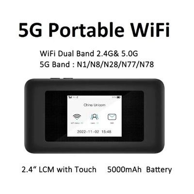 주문 5000mAh 5G Dual-Band Pocket Router WiFi 6 Hotspot with SIM Slots 72H Streaming for Travel & Remote Work online manufacture