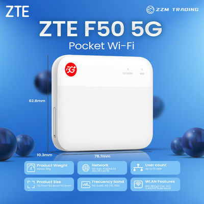 오리지널 신형 잠금 없는 ZTE F50 5G 라우터 포켓 와이파이 1.6Gbps SA/NSA 5G 모바일 핫스팟 포켓 미니 와이파이 라우터